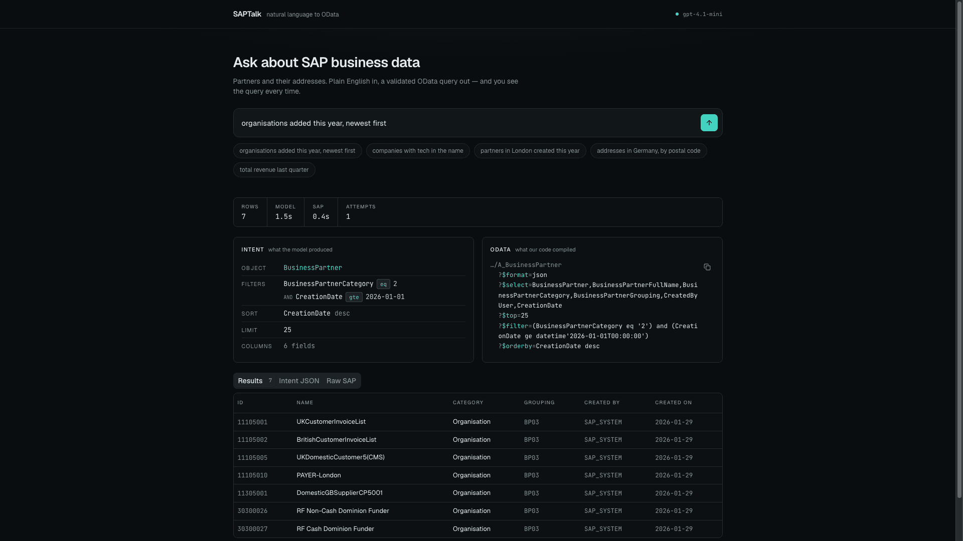 SAPTalk screenshot